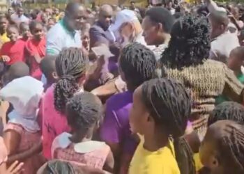 Cheers and Smiles as Kampala Parents’ School Pupils Mob Sudhir Ruparelia
